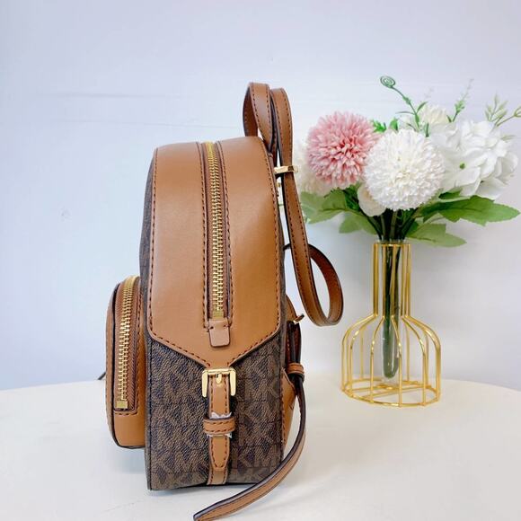 Michael Kors 35T2G8TB1B Jaycee Mini Plain Leather Logo Backpacks IN Brown main image 5